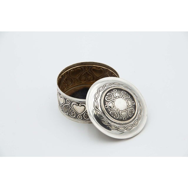 Vintage Cylindrical Silver Box For Sale - Image 3 of 4