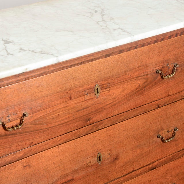 Three-Drawer Walnut Chest of Drawers with White Marble Top, 1800s For Sale - Image 13 of 18