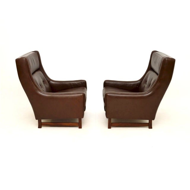 Bruksbo Vintage Leather Lounge Chairs by Torbjörn Afdal for Bruksbo, 1970s, Set of 2 For Sale - Image 4 of 11