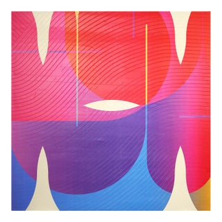 Contemporary Abstract Matte Gel Applied on Fine Art Digital Printed Canvas "Améthyste Flamme De Soufre Fuchsia # Graines De ?" by Jerome Tham Vo My For Sale