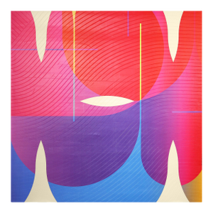 Contemporary Abstract Matte Gel Applied on Fine Art Digital Printed Canvas "Améthyste Flamme De Soufre Fuchsia # Graines De ?" by Jerome Tham Vo My
