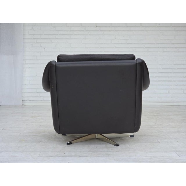 Metal Danish Leather Swivel Armchair from Aage Christensen, 1960s For Sale - Image 7 of 18