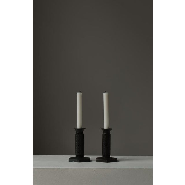 Art Deco Candlesticks in Patinated Disko Metal from Just Andersen, Denmark, 1930s, Set of 2 For Sale - Image 4 of 14