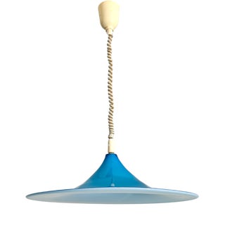 Italian Vintage Blue and White Murano Glass Pendant Lamp, 1960s For Sale