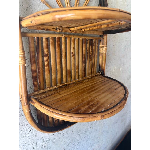 Franco Albini Vintage Burnt Bamboo Folding Wall Shelf, Italian Riviera Franco Albini Style For Sale - Image 4 of 7