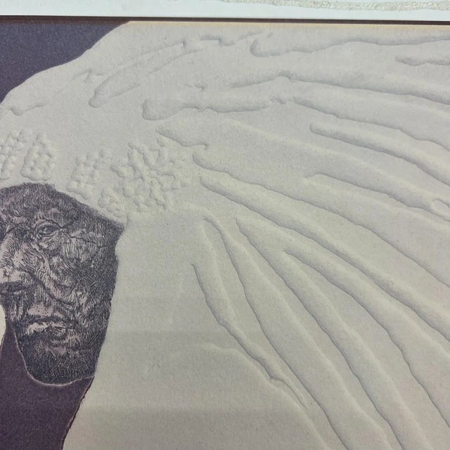 Paper 1984 Norma Andraud Modern Art Los Angeles Ca Many Feathers Embossed Poster For Sale - Image 7 of 9