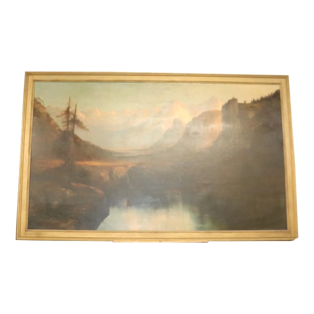 Monumental Signed Henry Arthur Elkins Oil Painting of Colorado Mountain River For Sale