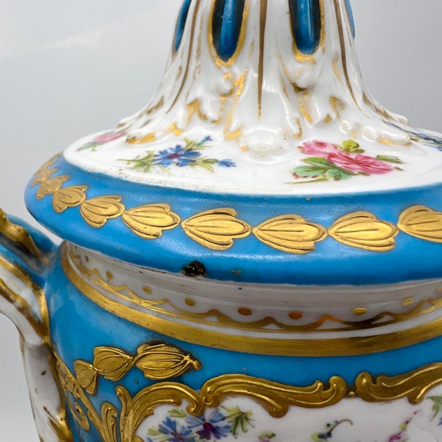 Antique French Sevres Style Porcelain Double Handled Urn For Sale - Image 11 of 16