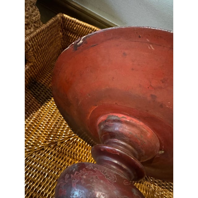 Wood French Colonial Indochinese Turned Wood and Lacquered Candlestand For Sale - Image 7 of 11
