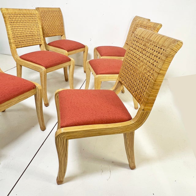 1970s C. 19070s McGuire Style Pencil Reed and Cane Dining Chairs - Set/6 For Sale - Image 5 of 11