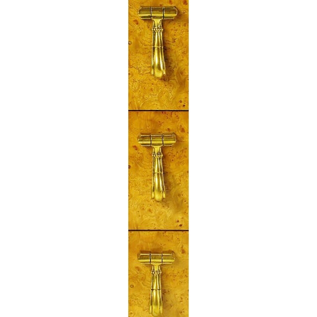 Mastercraft Burl and Walnut Dresser With Substantial Brass Pulls For Sale In Chicago - Image 6 of 8
