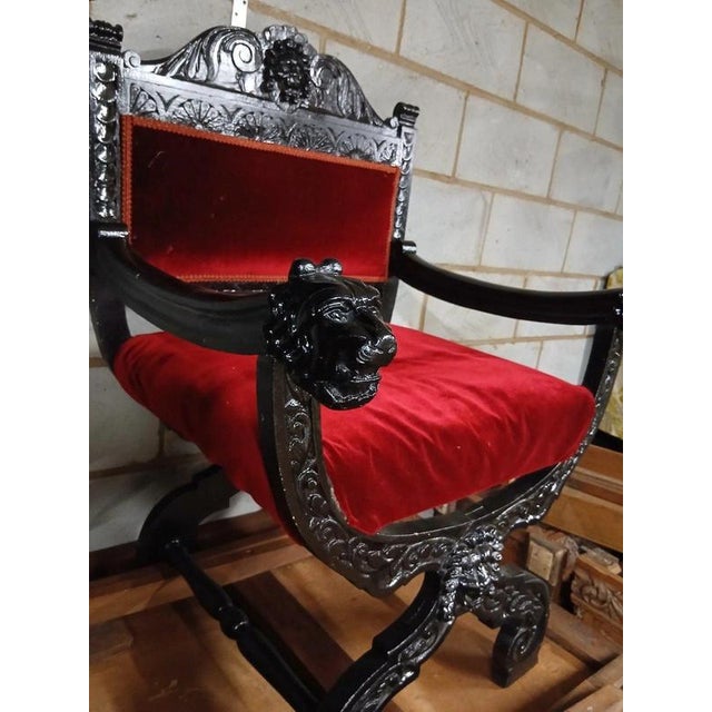 Antique 19th Century Victorian Carved Oak Throne Chair For Sale - Image 3 of 11
