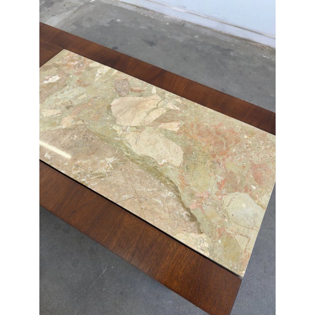 1960s Arched Walnut Credenza With Stone Inlay Top For Sale - Image 14 of 15