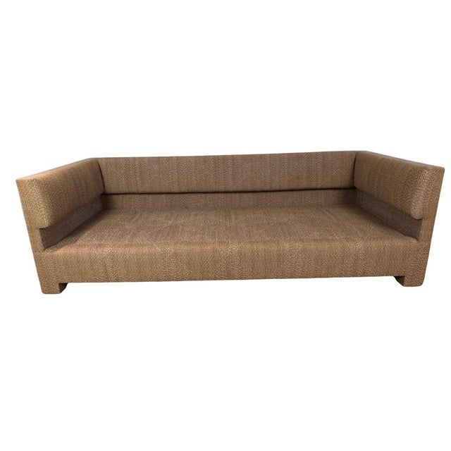 Mid-Century Modern Custom Upholstered Milo Baughman Style Sofa in John Rosselli Mocha Brown Fabric For Sale - Image 3 of 6