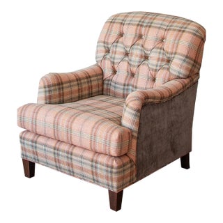 Custom English Roll-Arm Club Chair — Cowtan & Tout Plaid For Sale