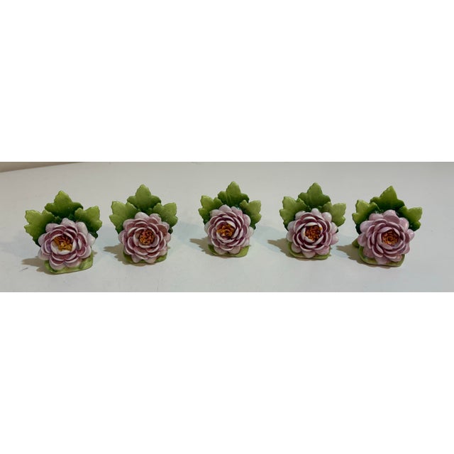Vintage German Porcelain Flower Place Card Holders - Set of 9 For Sale In Philadelphia - Image 6 of 11