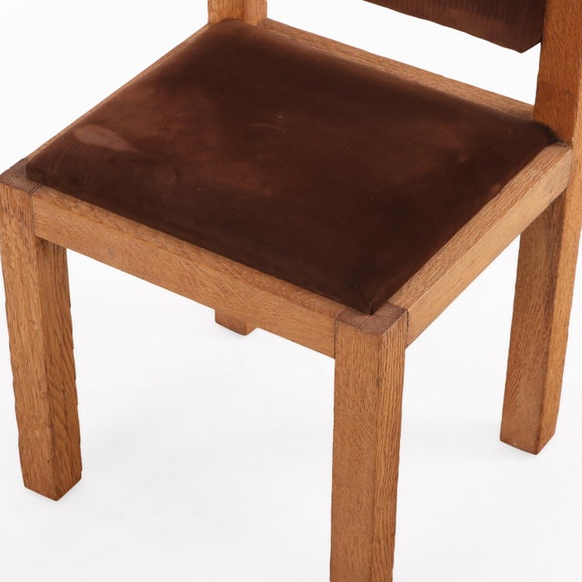 Wood Pair of French Brutalist Oak Side Chairs With Adjustable Tilting Backs, C 1960 For Sale - Image 7 of 8