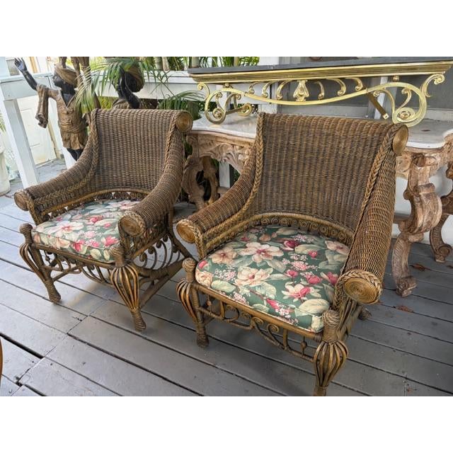 1980s Custom Wicker Porch Chairs For Sale - Image 9 of 9
