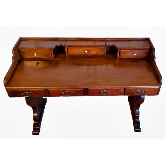 1970s Sprague & Carleton Colonial Style Solid Maple King's Writing Desk For Sale In Palm Springs - Image 6 of 12