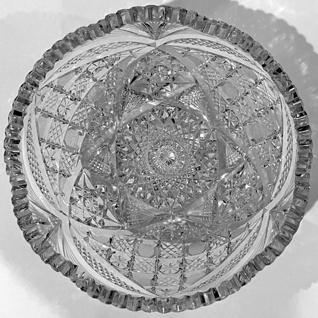 Early 20th Century Early 20th Century American Brilliant Deep Cut Crystal Bowl For Sale - Image 5 of 11