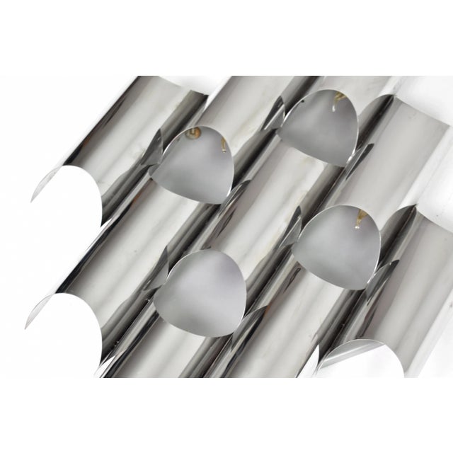 Goffredo Reggiani Pair of Sculptural Chrome Tubular Wall Sconces by Reggiani, Italy, 1970s For Sale - Image 4 of 8
