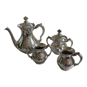 Antique Barbour Silver Co. Quadruple Plate Coffee Service, Floral Engraved, C. 1890–1910 - 4 pcs
