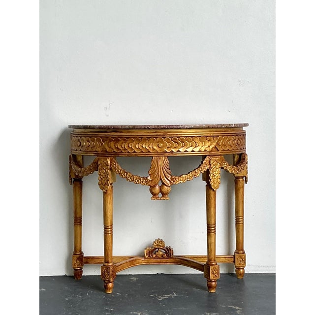 Antique Carved Giltwood Pomegranate Console With Marble Top For Sale - Image 18 of 18