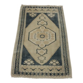 1980s Turkish Blue Handmade Oushak Rug For Sale