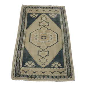 1980s Turkish Blue Handmade Oushak Rug