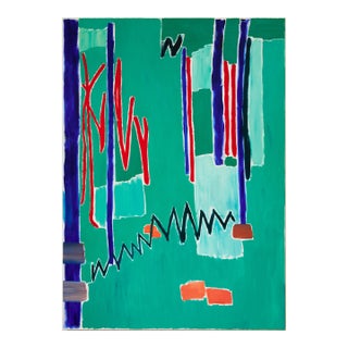 "The Rain Wakes Me Up Every Hour" Large Semi-Abstract Forest Painting by Simon Findlay For Sale