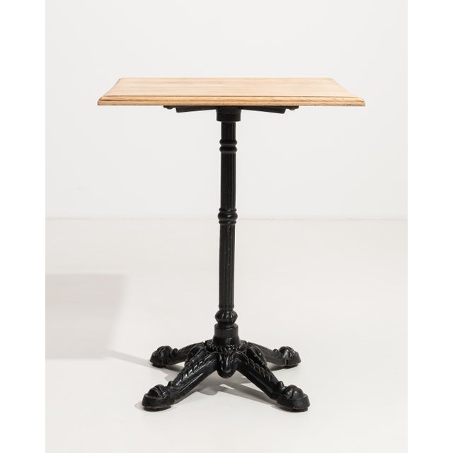 French Cast Iron Bistro Table with Oak Top, Antique, France, 20th Century For Sale - Image 3 of 13