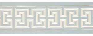 Sample, Scalamandre Imperial Embroidered Tape, Sky Fabric