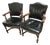Antique Black Leather Collectible Armchairs by Colonial Chair Company Made in the Chicago Loop - Circa 1920 - A Pair For Sale
