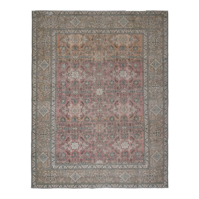 1970s Vintage Persian Handmade Wool Orange Area Rug For Sale