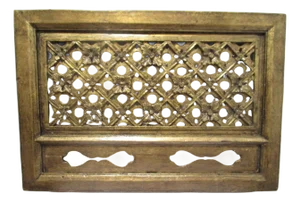 19th Century Architectural Carved Parcel Gilt Pierced Wood Panel