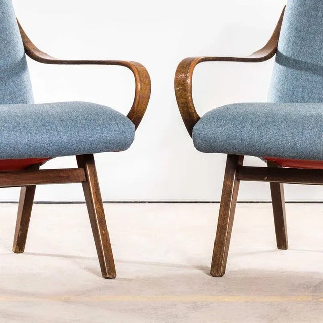 1950s Grey Upholstered Marl Armchair by Jaroslav Šmídek, 1950s For Sale - Image 5 of 9