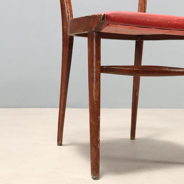 Wood Vintage Beech and Leatherette Chairs, Italy, 1950s, Set of 4 For Sale - Image 7 of 10