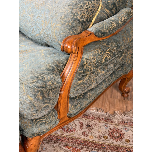 Wood Lillian August Oversized French Bergère Lounge Chair & Ottoman, Down Filled For Sale - Image 7 of 11