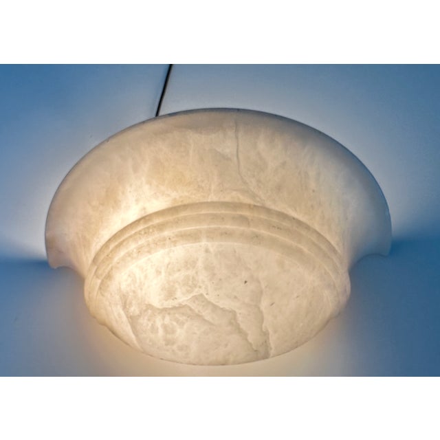 Pair Half Moon Art Deco Style Alabaster Wall Sconces For Sale - Image 11 of 17