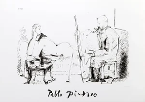 1980s "Le Pientre et son Modele" Lithograph After Pablo Picasso