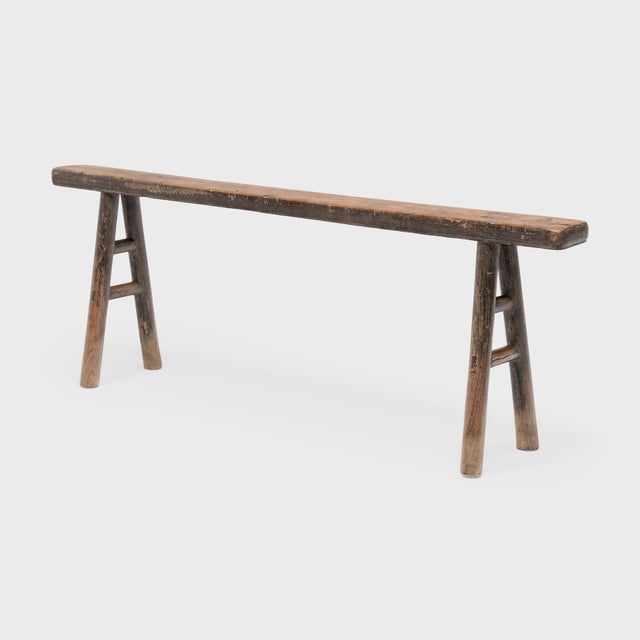 Rustic Chinese Narrow Splayed Leg Bench, C. 1850 For Sale - Image 3 of 6