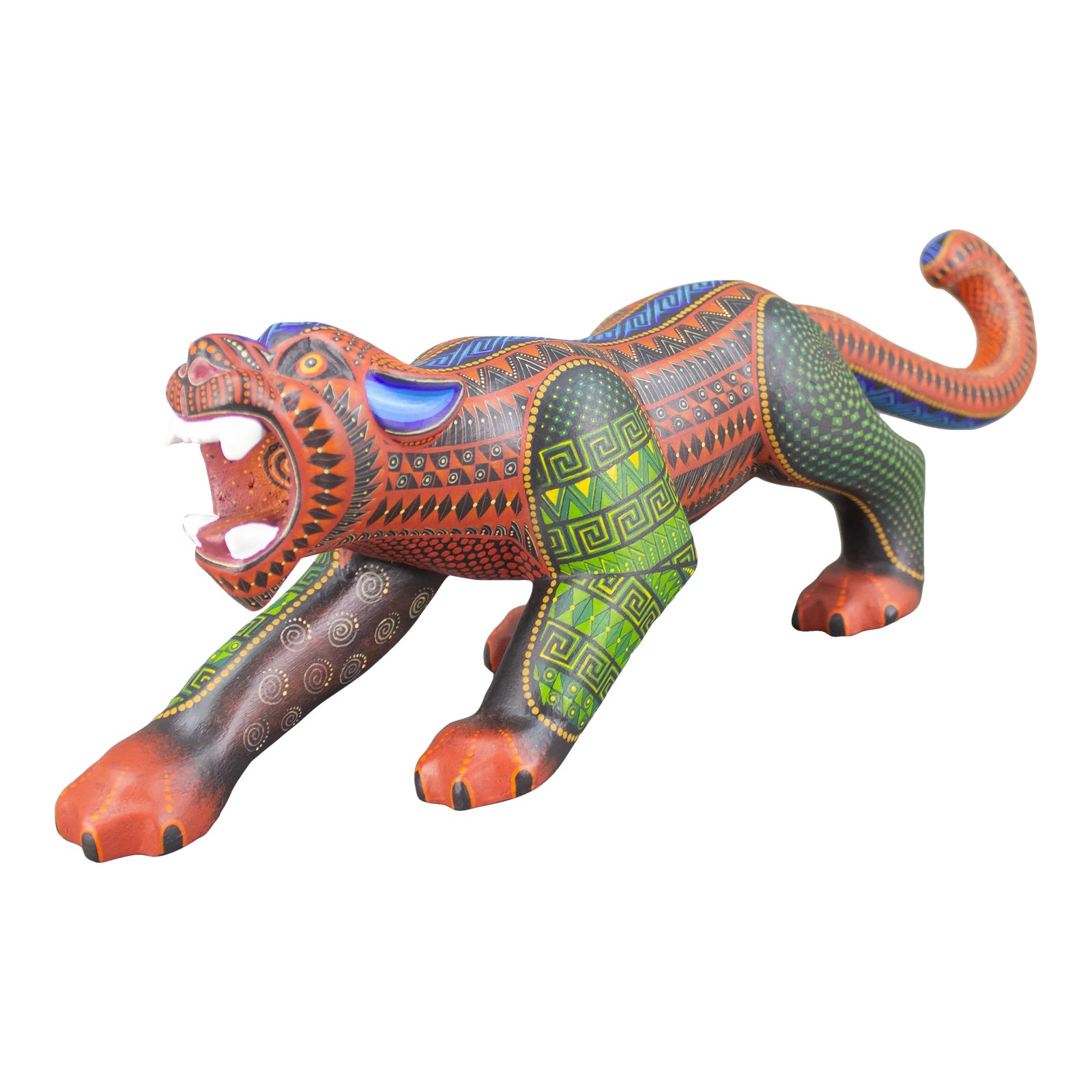 Pablo and Lucy Mendez Oaxacan Wood Carving Jaguar Mexican