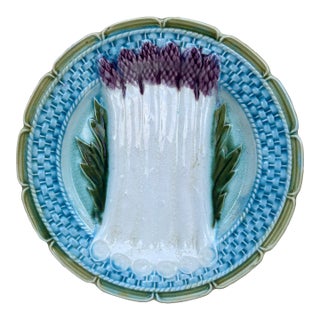 French Majolica Asparagus Plate Orchies, Circa 1890 For Sale