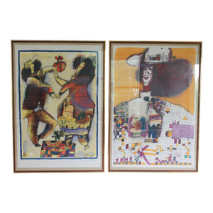 Vintage Theo Tobiasse Signed & Limited Lithograph Print - A Pair
