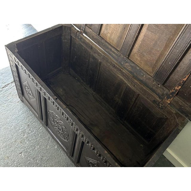 Antique Charles II Carved Oak Chest, 1660s For Sale - Image 9 of 10