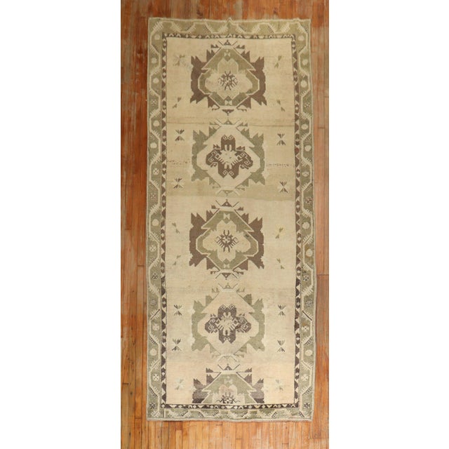 Mid 20th Century Vintage Turkish Oushak Gallery Size Rug - 4'10" x 12'9" For Sale - Image 5 of 12