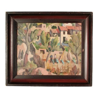 Iain Macnab of Barachastlain (Scottish, B. 1890 - 1967) "Talking in Village" Painting. For Sale