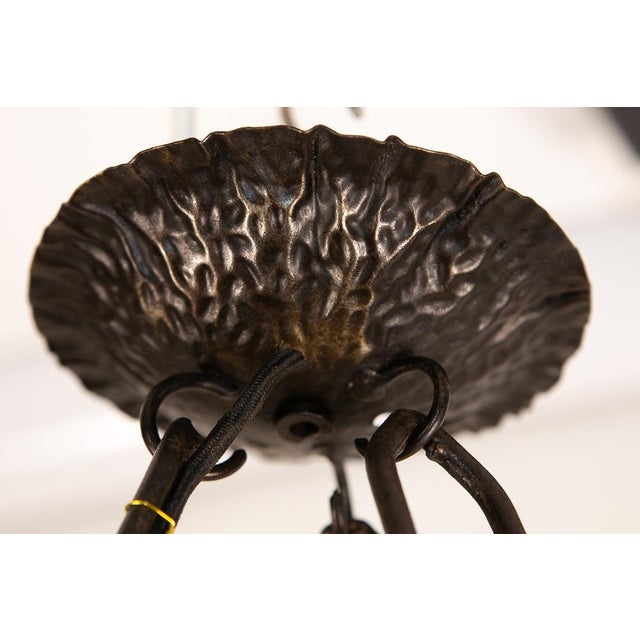 Muller Frères Art Deco Wrought Iron Ceiling Light from Muller Freres Luneville, France, 1930s For Sale - Image 4 of 11