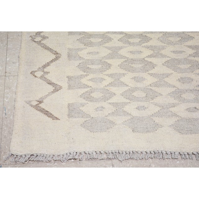 Vintage Afghan Hand Made Organic Undyed Wool Maimana Kilim,5'x6'8" For Sale - Image 4 of 5