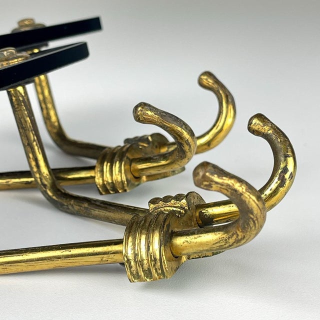 Metal Vintage Brass Coat Hooks, Italy, 1950s, Set of 2 For Sale - Image 7 of 16